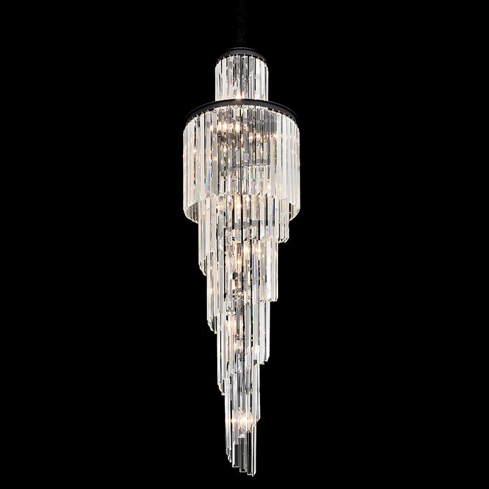 Chanel Small Black with Clear Crystal Long Cascade Chandelier