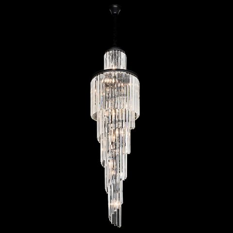 Chanel Small Black with Clear Crystal Long Cascade Chandelier