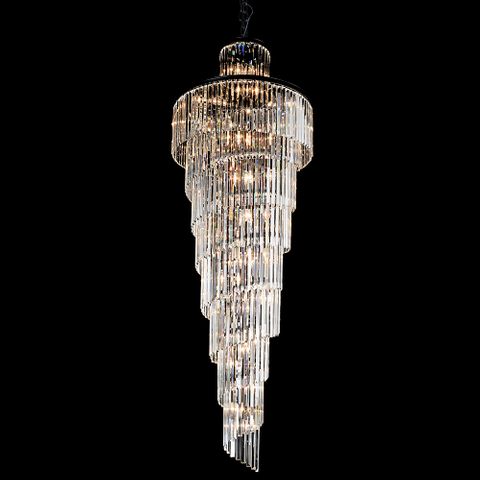 Chanel Large Black with Clear Crystal Long Cascade Chandelier