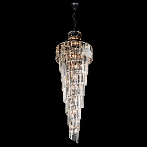 Chanel Large Black with Clear Crystal Long Cascade Chandelier
