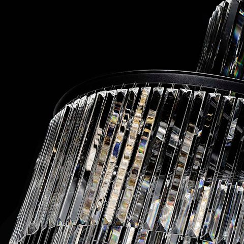 Chanel Large Black with Clear Crystal Long Cascade Chandelier