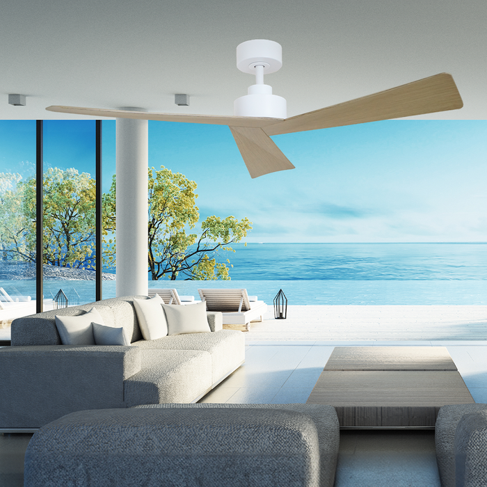 Bronte 52"/1320mm 3 Blade White with Oak DC Motor Ceiling Fan