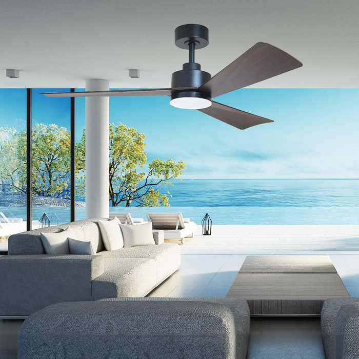 Bronte 52&quot;/1320mm 3 Blade Black and Walnut with LED Light DC Motor Ceiling Fan