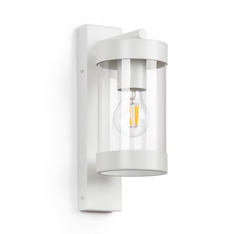 Frenchy White Modern Coach with Glass Exterior Wall Light