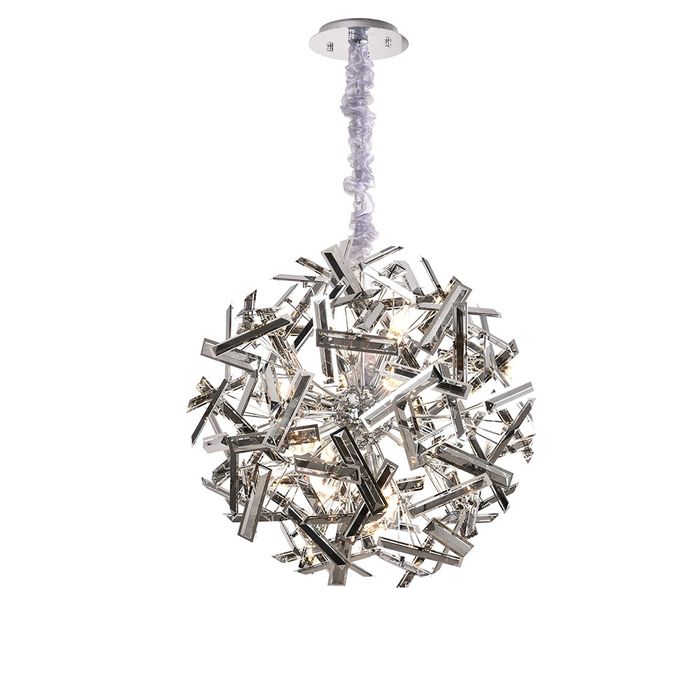 Brazza 65cm Chrome and Smoke Crystal Pendant Light