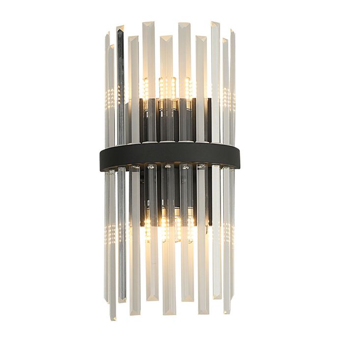 Oxford Black and Clear Glass Modern Wall Light