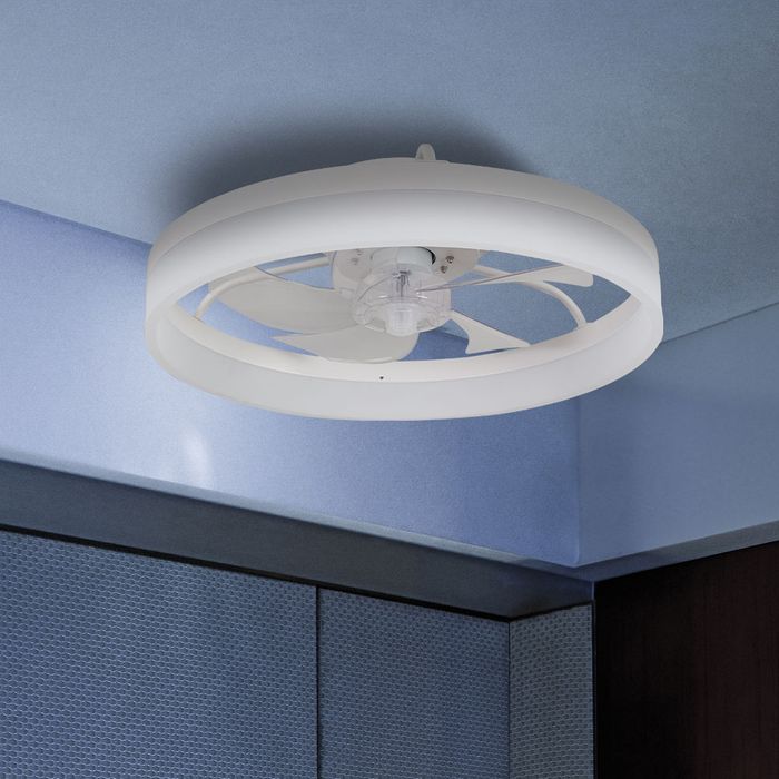 Tron 18"/46cm White with LED Enclosed DC Motor Ceiling Fan