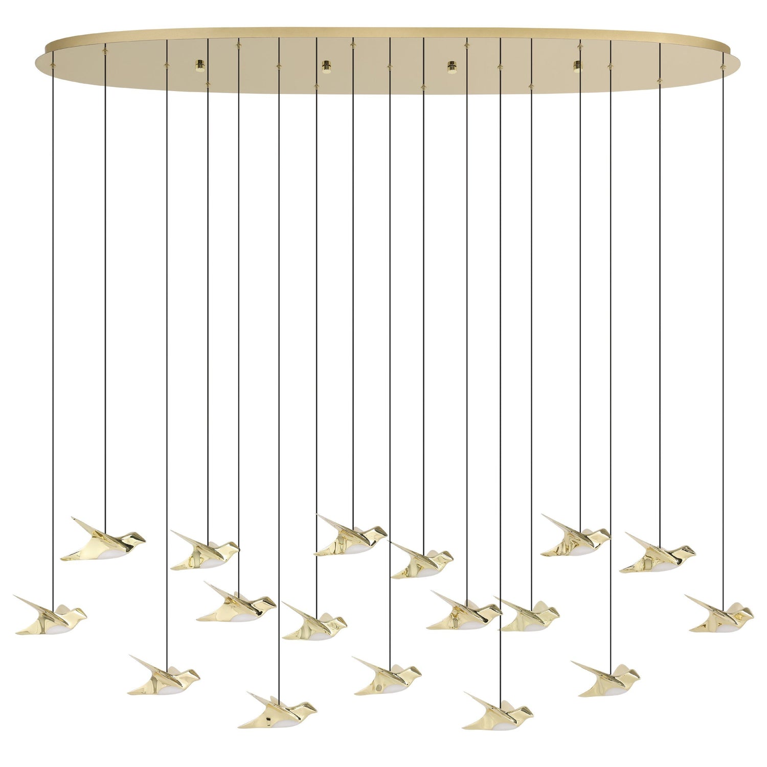 Paratebueno 17 Light Linear Brass Bird Contemporary Feature Pendant