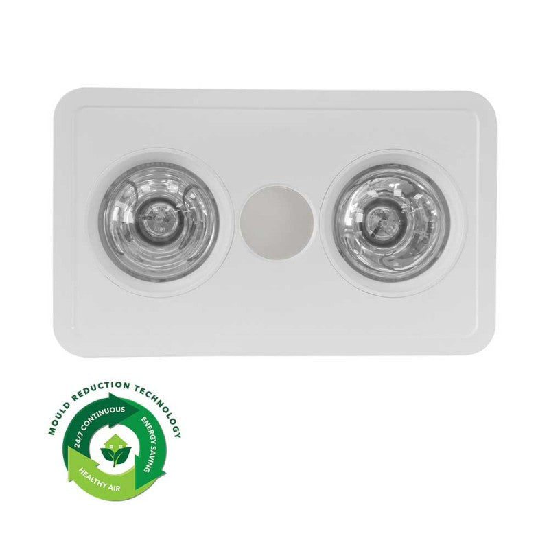 Heatforce DC 2 Light White 3-in-1 Bathroom Heater With LED