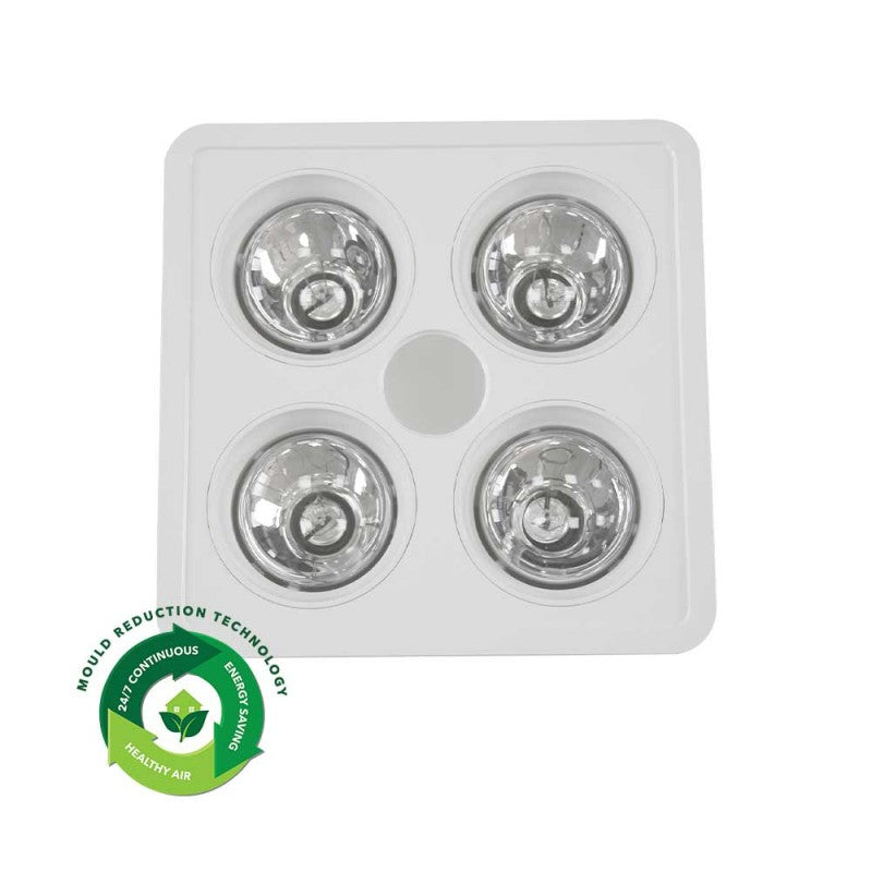 Heatforce DC 4 Light White 3-in-1 Bathroom Heater With LED