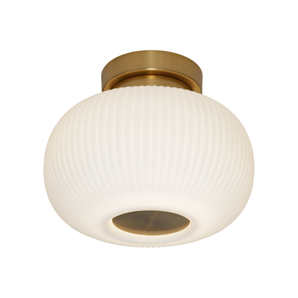 Hutton Gold and Ribbed Opal Glass Modern Batten Fix