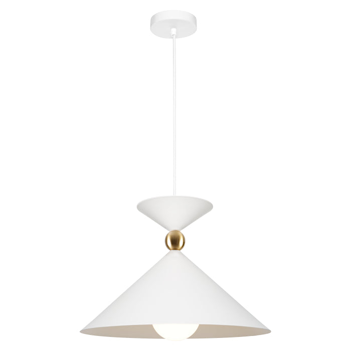 Krissy Large White with Gold Industrial Modern Pendant