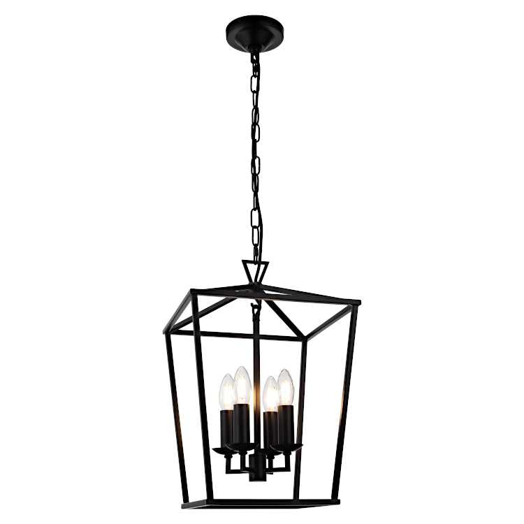 Perigan Black 4 Light Traditional Pendant
