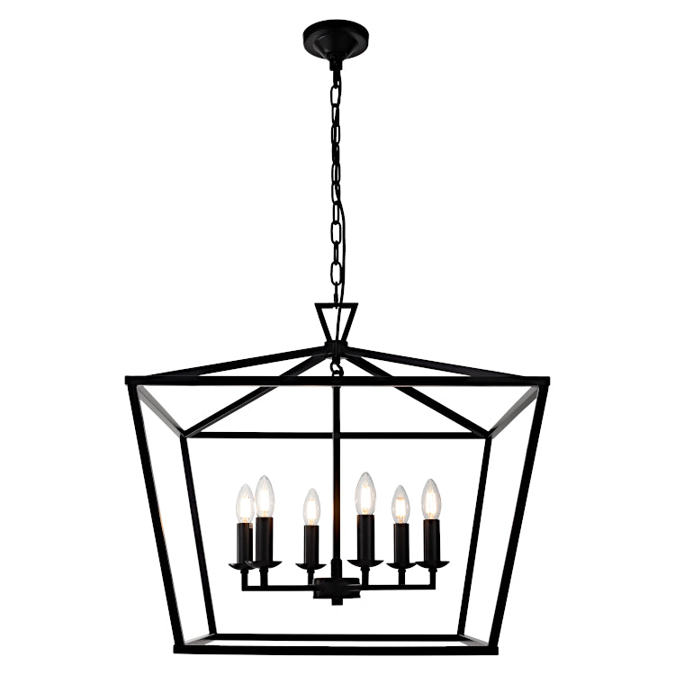 Perigan Black 6 Light Traditional Pendant