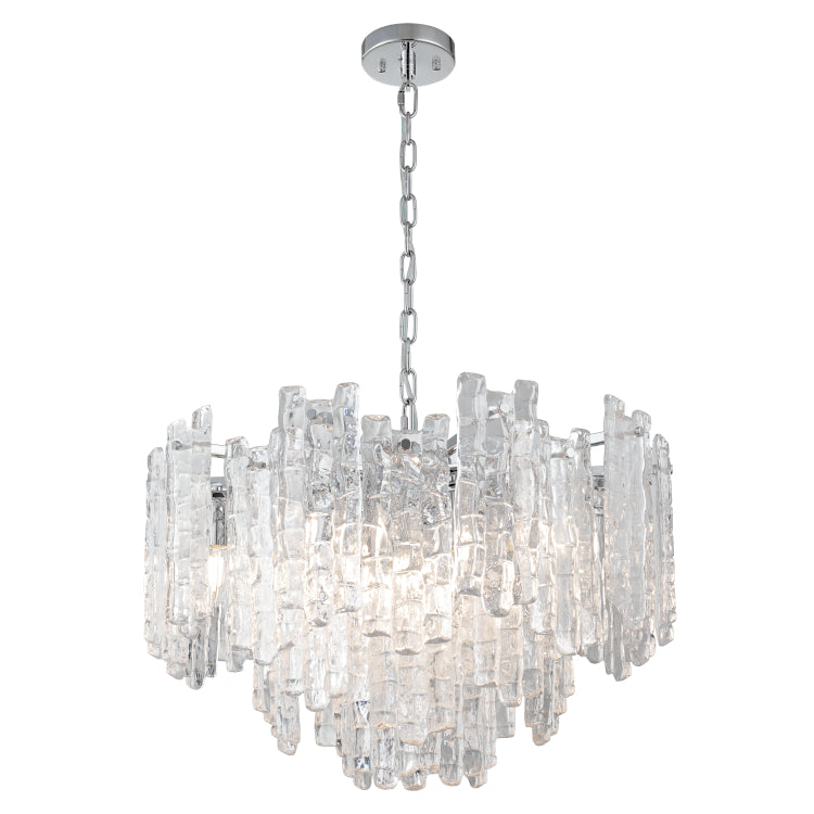 Riviera 10 Light Chrome and Ice Glass Modern Pendant