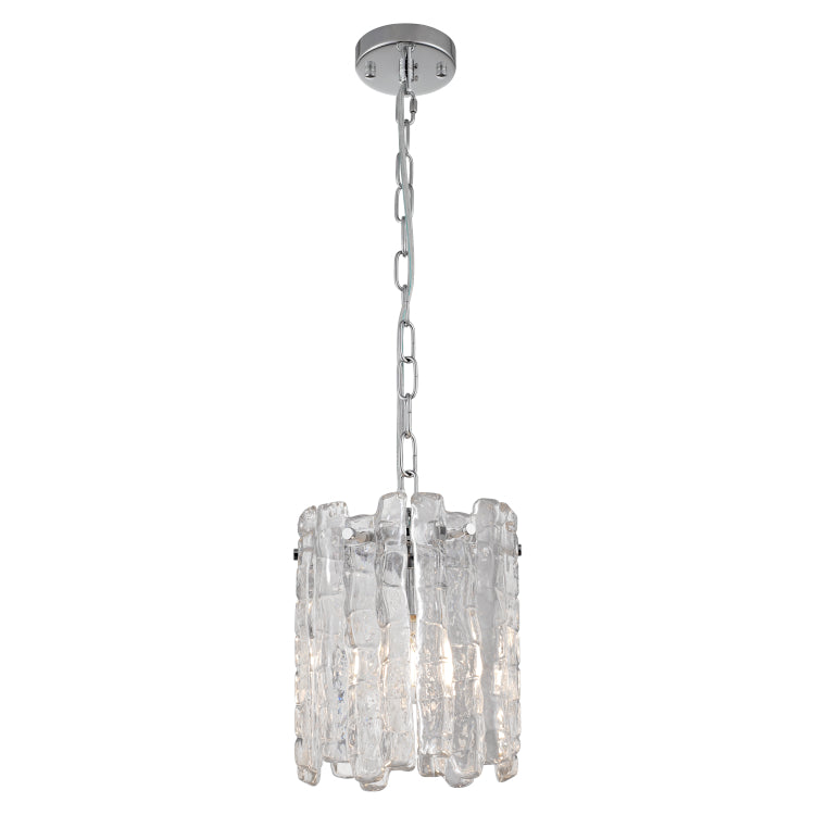 Riviera 1 Light Chrome and Ice Glass Modern Pendant