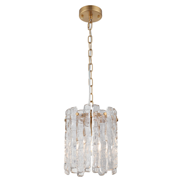 Riviera 1 Light Gold and Ice Glass Modern Pendant