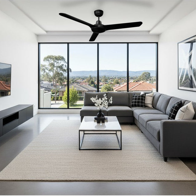 Spyda DC 50"/1250mm 3 Blade Black DC Motor Polycarbonate Composite Ceiling Fan