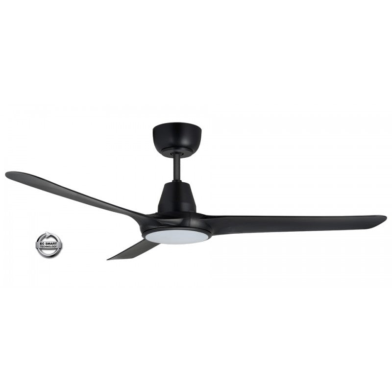 Spyda EC 50"/1250mm 3 Blade Black with LED Light EC Motor with WIFI App Control Ceiling Fan