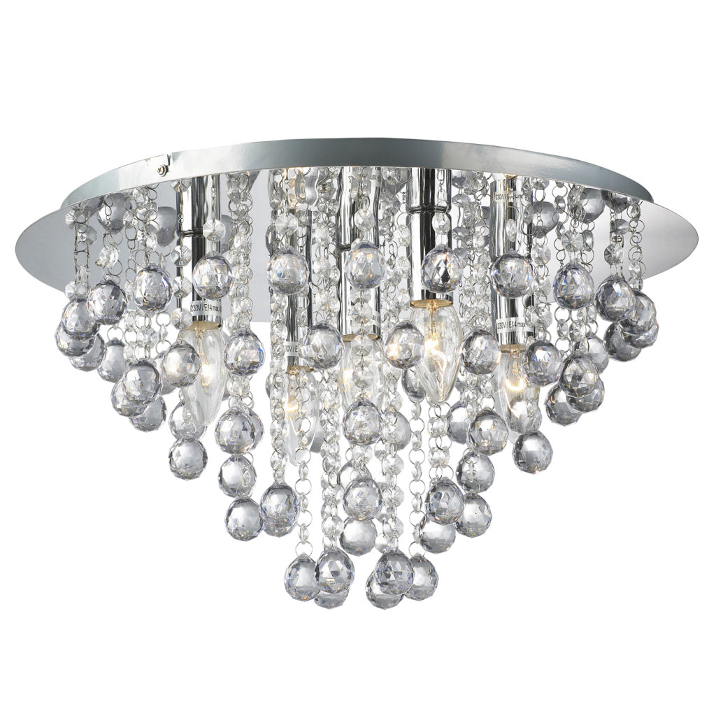 Estelle Round 46cm Chrome and Crystal Close to Ceiling