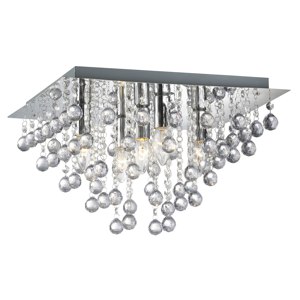 Estelle Square 42cm Chrome and Crystal Close to Ceiling