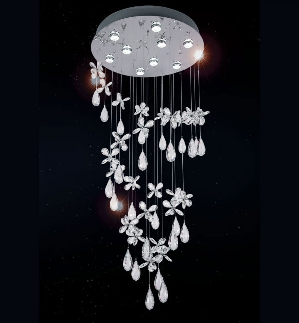 Paradis 135cm Butterfly Crystal and Chrome Pendant