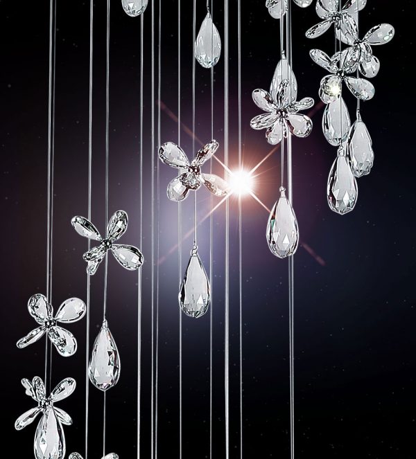 Paradis 251cm Butterfly Crystal and Chrome Pendant