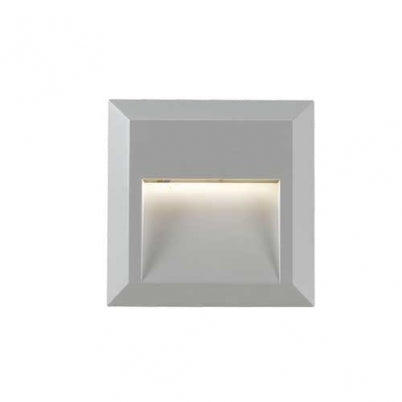 Prima Square Silver LED Exterior Recess Wall Light