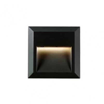 Prima Square Black LED Exterior Recess Wall Light