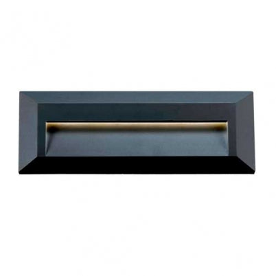 Prima Rectangle Black LED Exterior Recess Wall Light