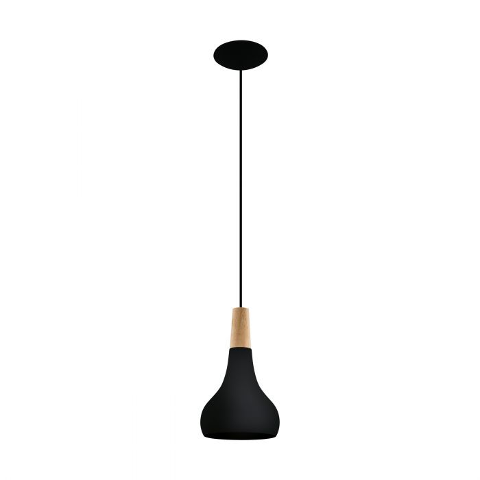 Sabinar Small Black and Natural Timber Pendant