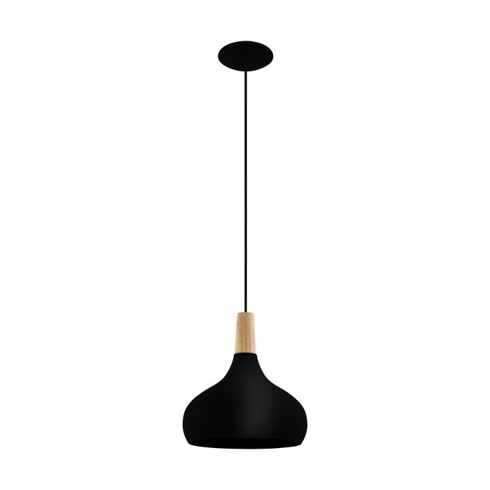 Sabinar Medium Black and Natural Timber Pendant