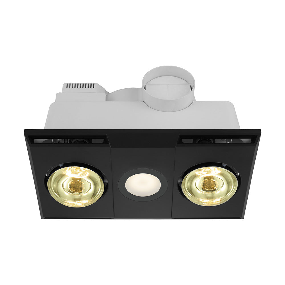 Heatflow 2 Light 3-in-1 Modern Black Bathroom Heater