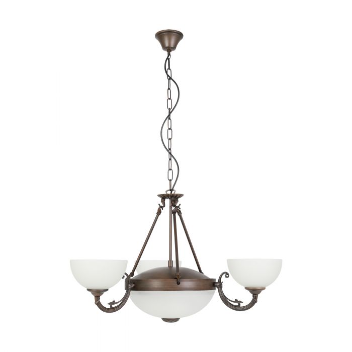 Savoy 5 Light Traditional Oil Rubbed Bronze and Satin White Glass Pendant