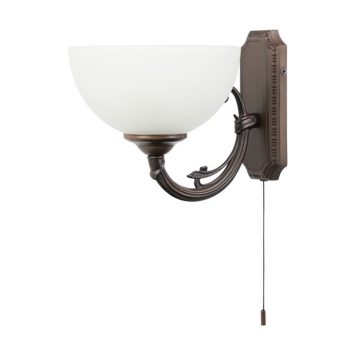 Savoy 1 Light Traditional Oil Rubbed Bronze and Satin White Glass Wall Light