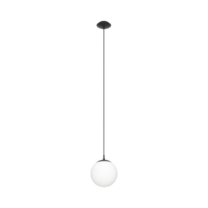 Rondo 200mm Black and Opal Glass Ball Pendant