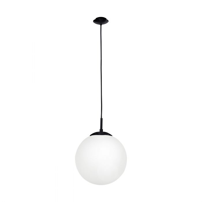 Rondo 250mm Black and Opal Glass Ball Pendant