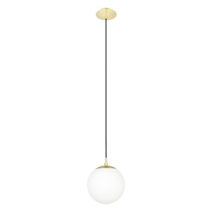 Rondo 200mm Brass and Opal Glass Ball Pendant