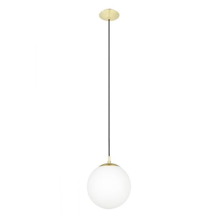 Rondo 250mm Brass and Opal Glass Ball Pendant