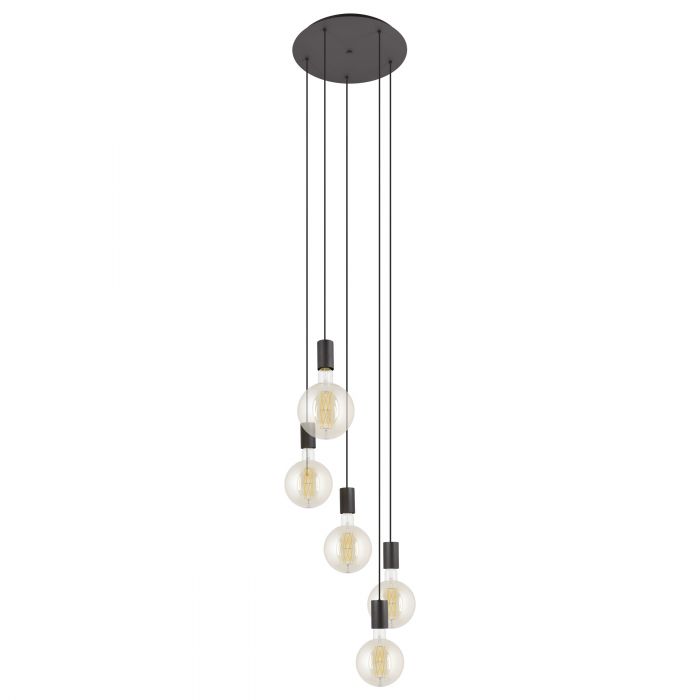 Pozueta Five Light Black Modern Cord Set Pendant