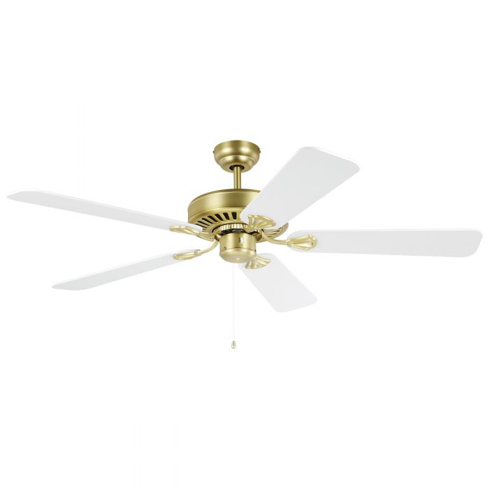 Waikiki 52&quot;/1320mm 5 Blade Brass and White Traditional AC Ceiling Fan