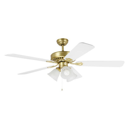 Waikiki 52&quot;/1320mm 5 Blade Brass and White with Light Kit Traditional AC Ceiling Fan