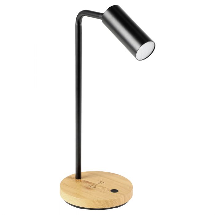 Connor Black and Timber with Wireless Charging Modern LED Desk Task Table Lamp