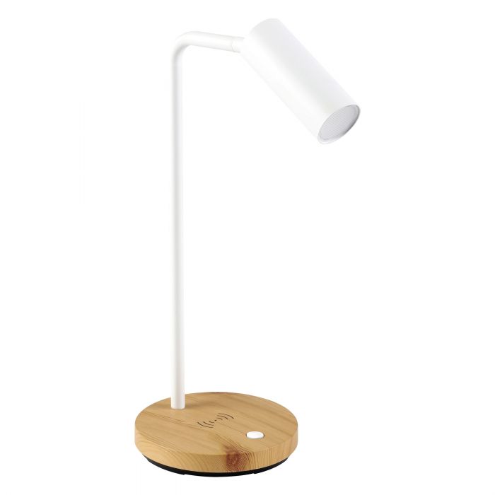 Connor White and Timber with Wireless Charging Modern LED Desk Task Table Lamp