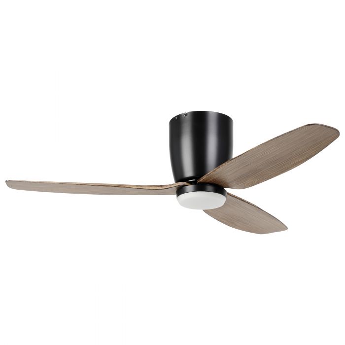 Seacliff 44&quot;/1120mm Black and Light Walnut with LED Light DC Low Profile Flush Ceiling Fan