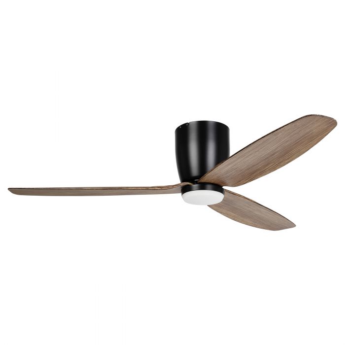 Seacliff 52&quot;/1320mm Black with Light Walnut  with LED Light DC Low Profile Flush Ceiling Fan