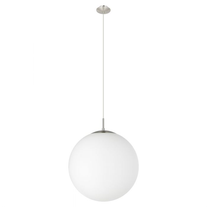 Rondo 400mm Satin Nickel and Opal Glass Ball Pendant