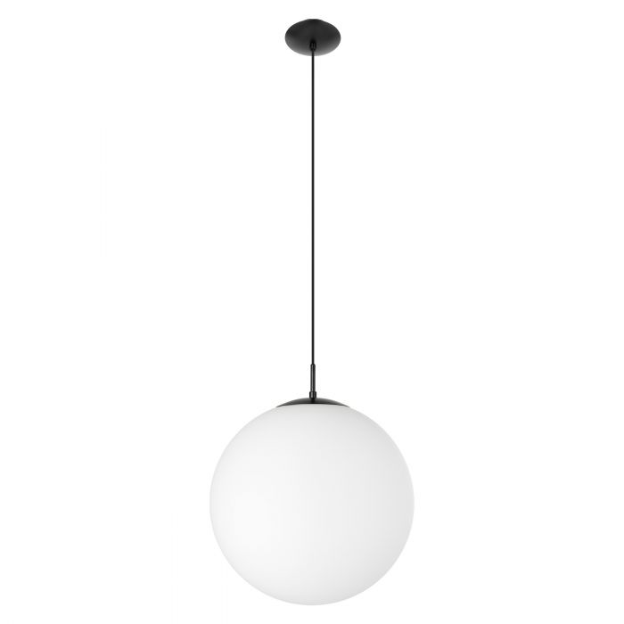 Rondo 400mm Black and Opal Glass Ball Pendant