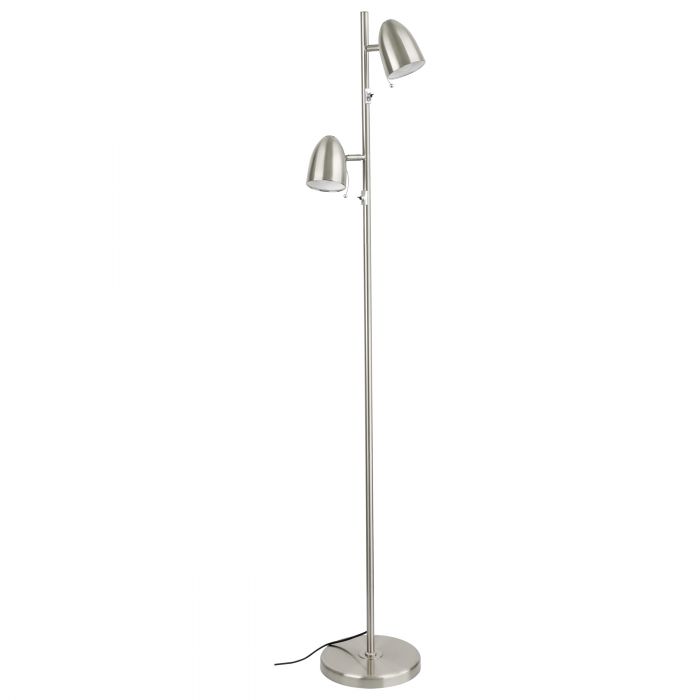 Lara 2 Light Floor Lamp Satin Nickel Modern Task Lamp