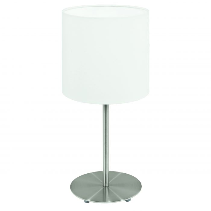 Pasteri Nickel and White Fabric Shade Table Lamp